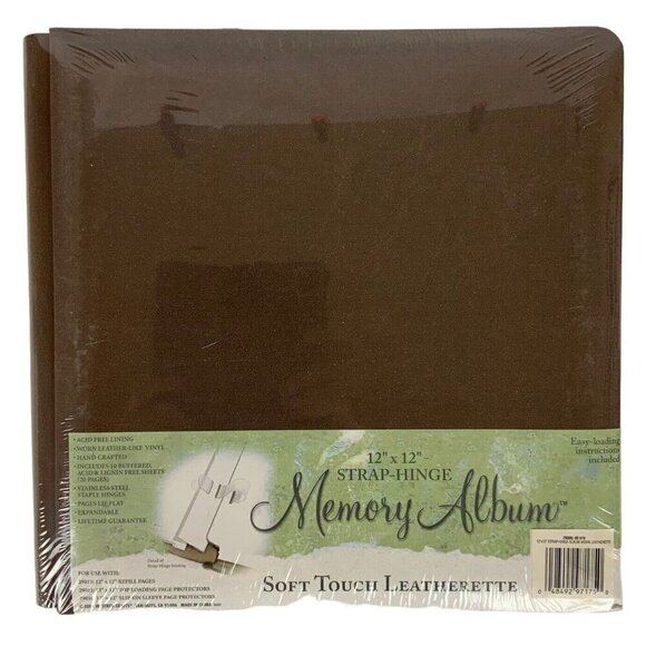 Westrim Crafts Memory Album 12x12 Brown Leatherette Strap Hinge Scrapbook - Picture 1 of 7